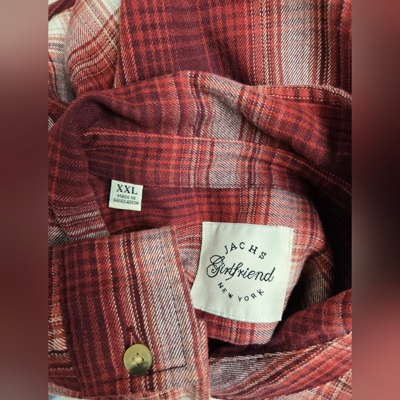 Jach's Girlfriend XXL Flannel Button Down Shirt Top Plaid Longer Length - Picture 3 of 4